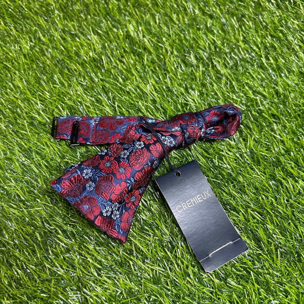 Cremieux Floral Bow Tie Red Blue Adjustable Neck Formal Occasion‎ Mens New NWT